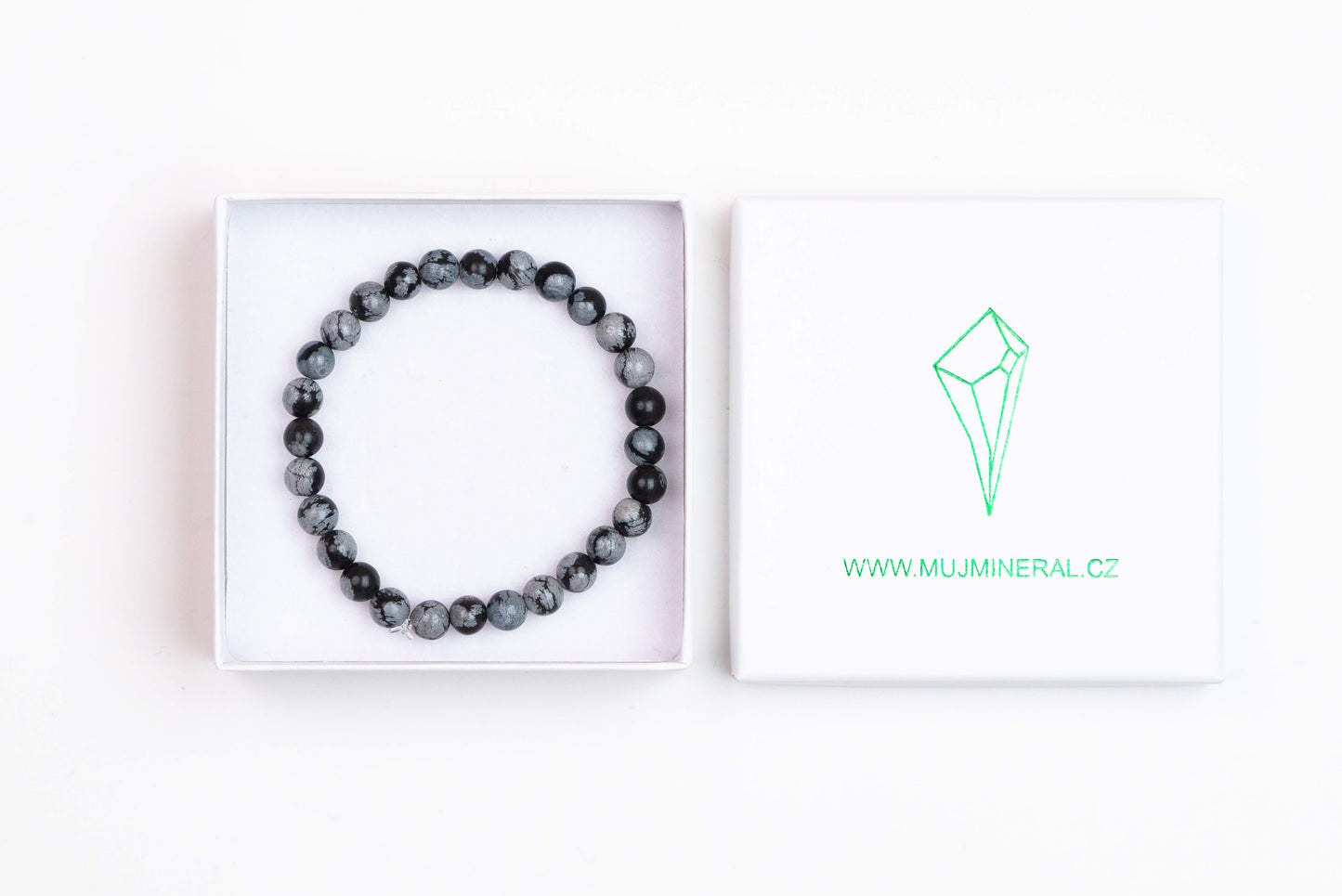 Obsidián Vločkový - Náramek 6 mm